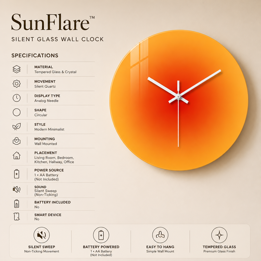 SunFlare™ Glass Wall Clock