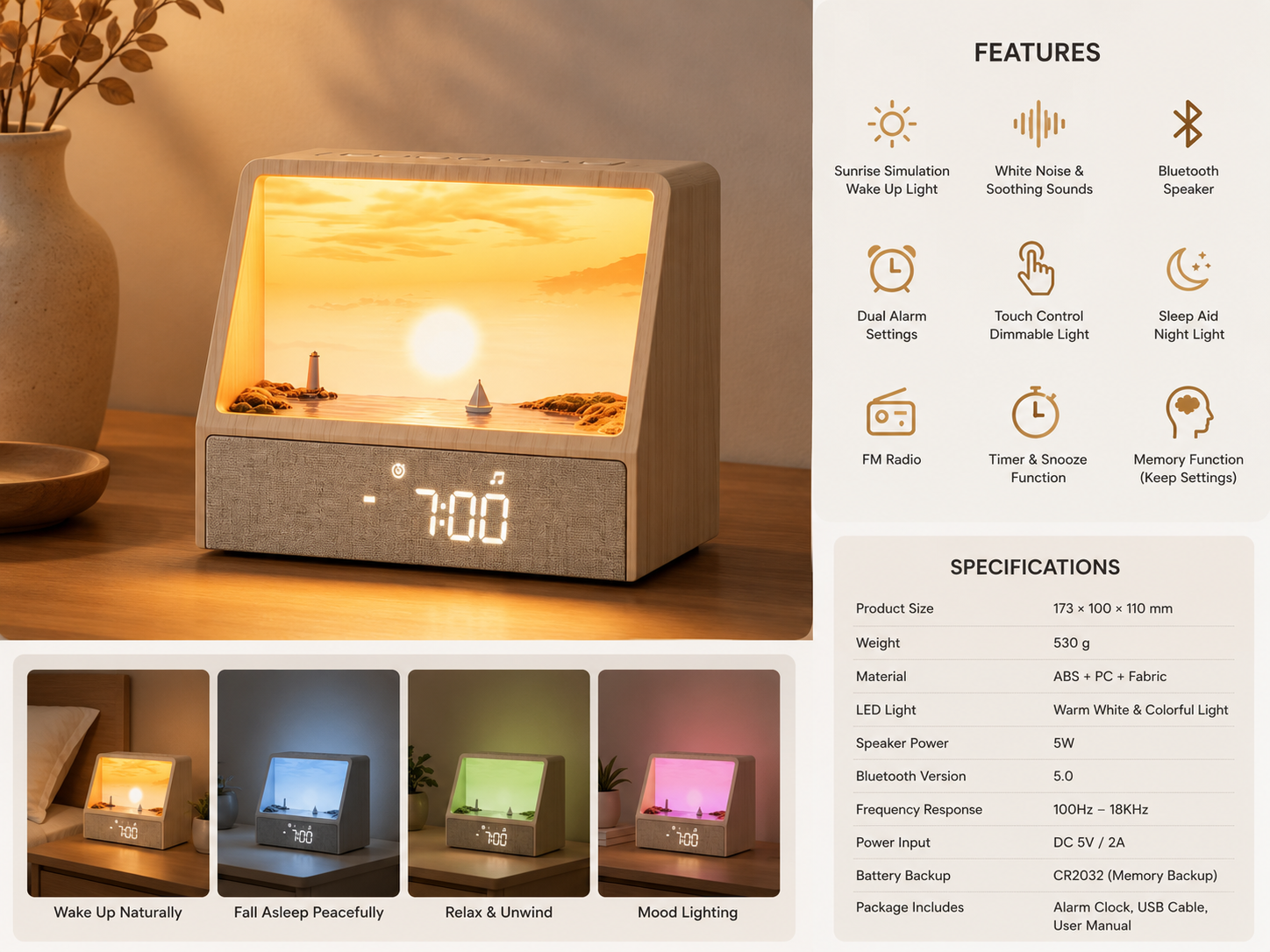 AuroraRise™ Sunrise Alarm Clock & Sleep Light