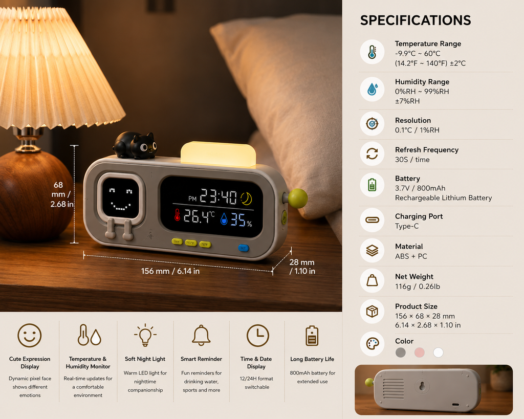MoodMate™ Smart Desk Clock