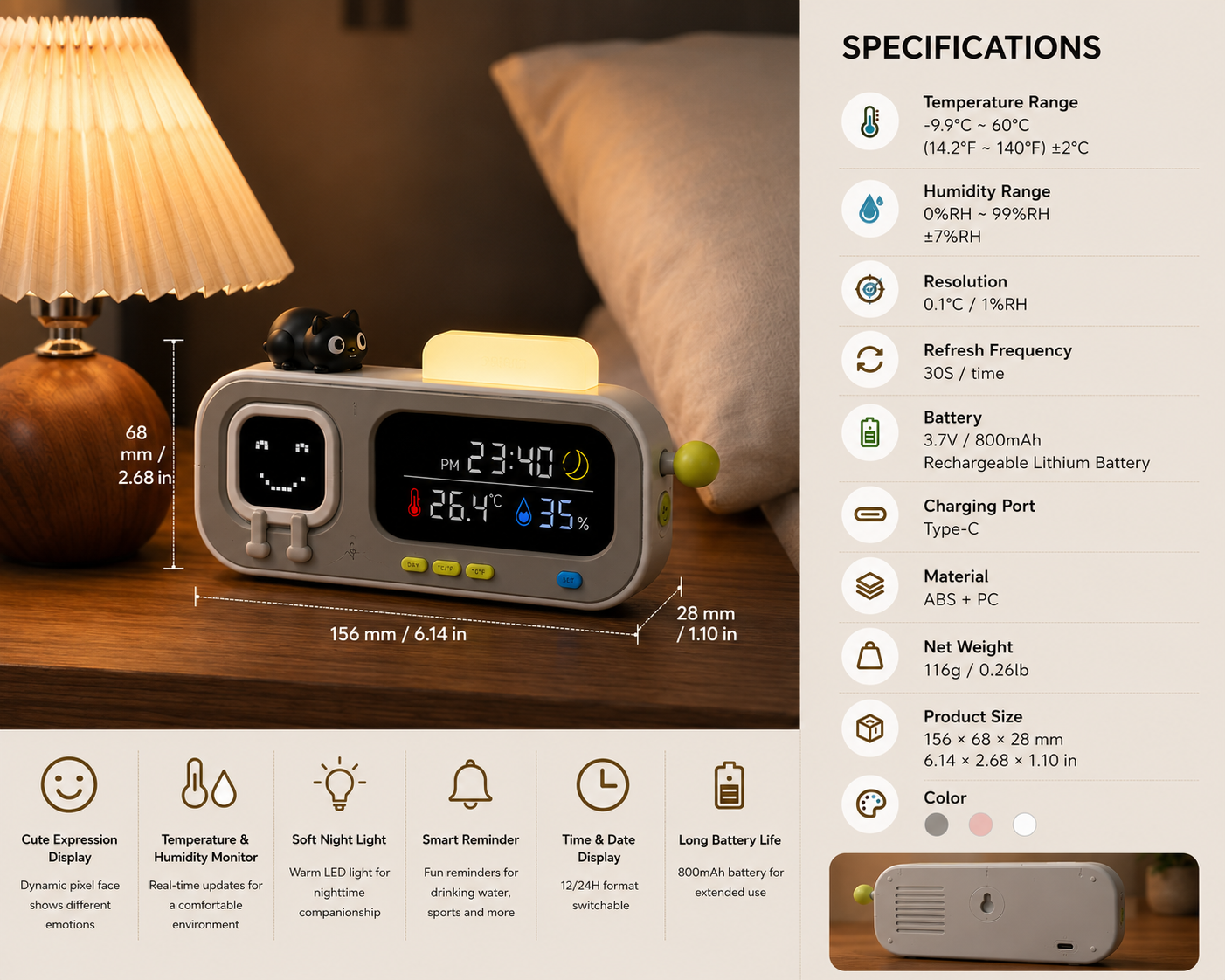 MoodMate™ Smart Desk Clock