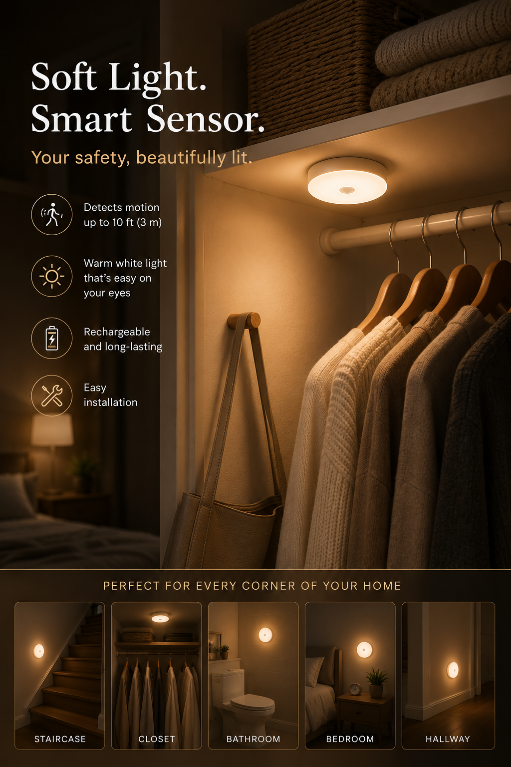 LumaSense™ Rechargeable LED Motion Sensor Night Light