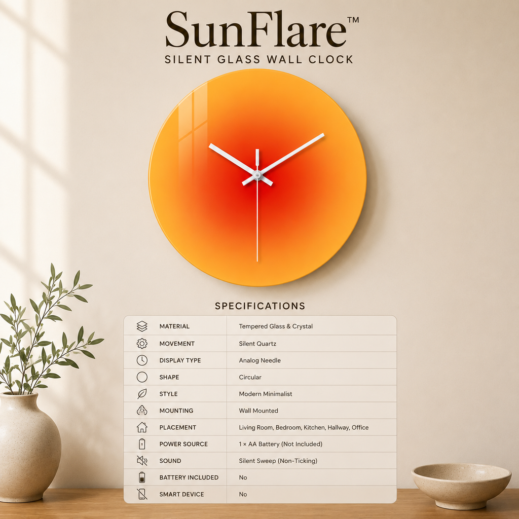 SunFlare™ Glass Wall Clock