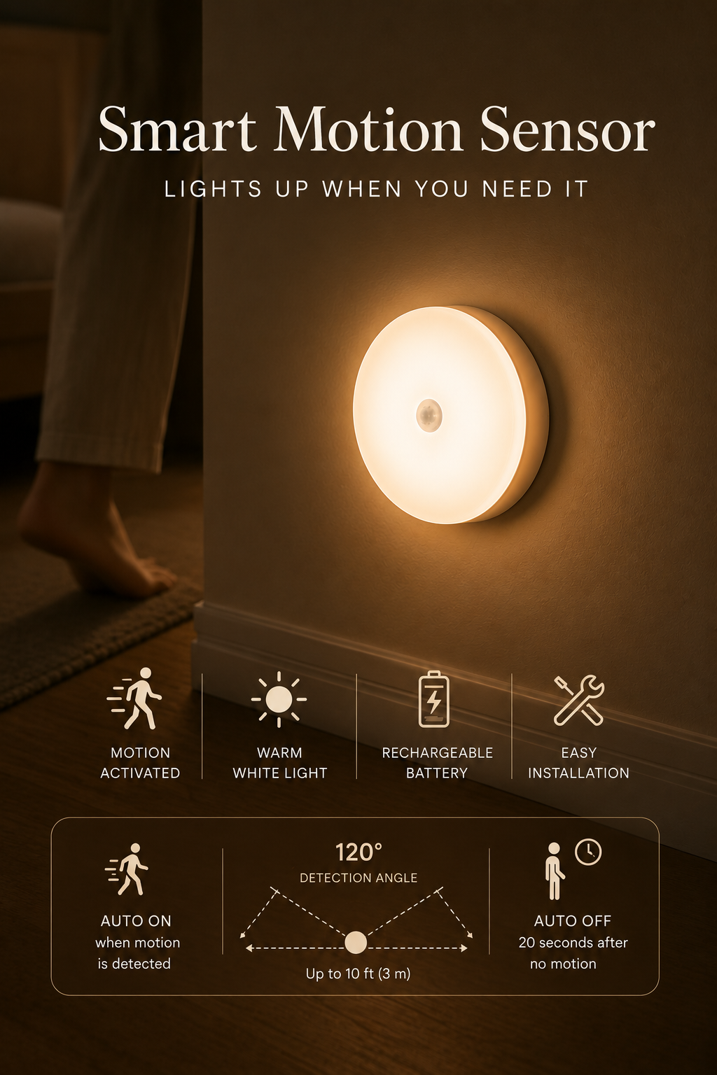 LumaSense™ Rechargeable LED Motion Sensor Night Light