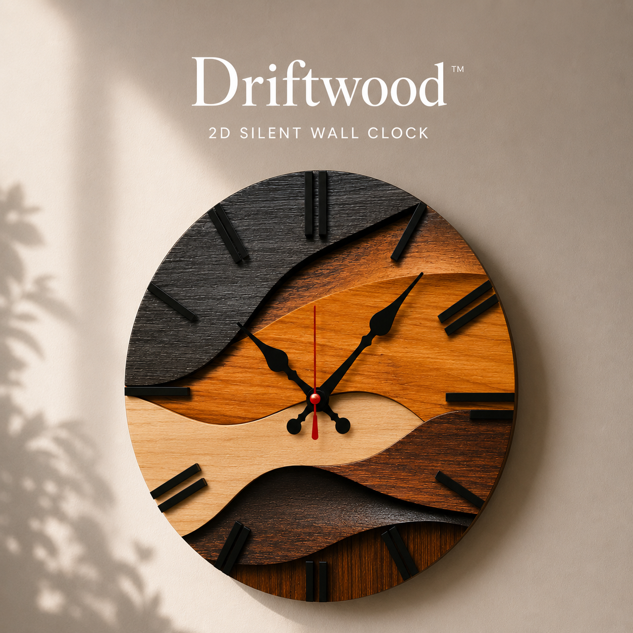 Driftwood™ 2D Silent Wall Clock